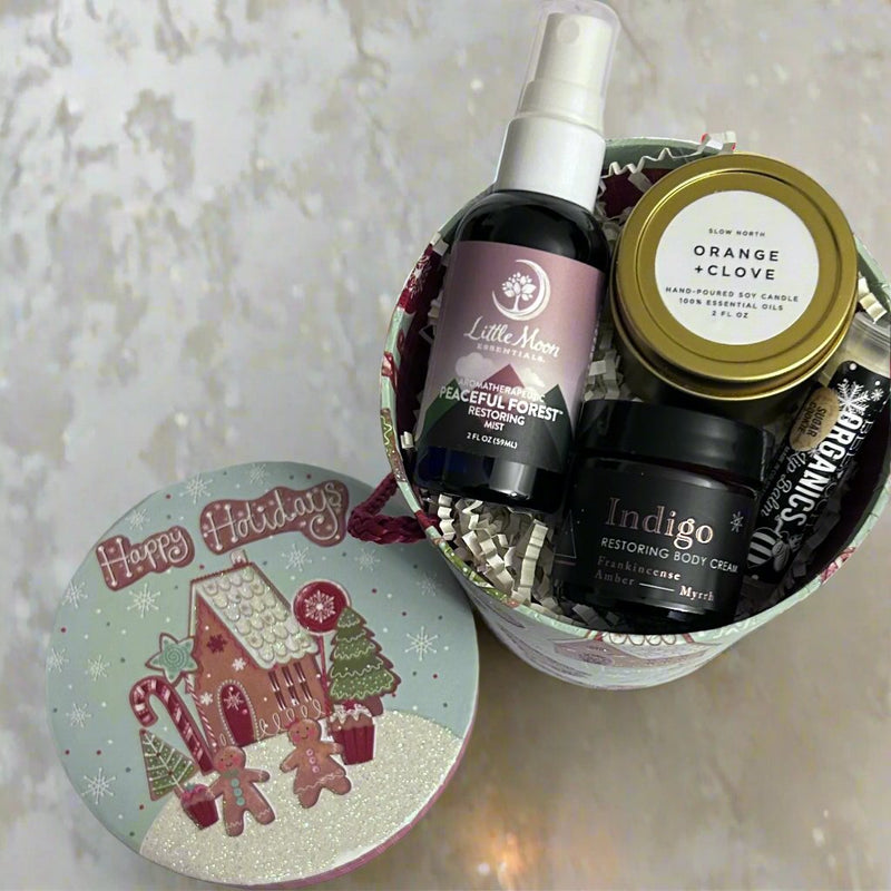 happy holidays aromatherapy gift tub