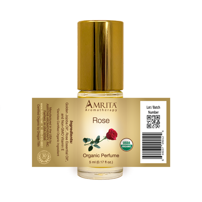 Rose Organic Essential Oil Perfume Roll On Blend Amrita