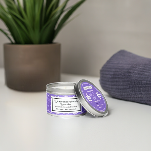 Lavender French Wildcrafted Coconut Wax Essential Oil Candle 3 oz Tin Relaxing